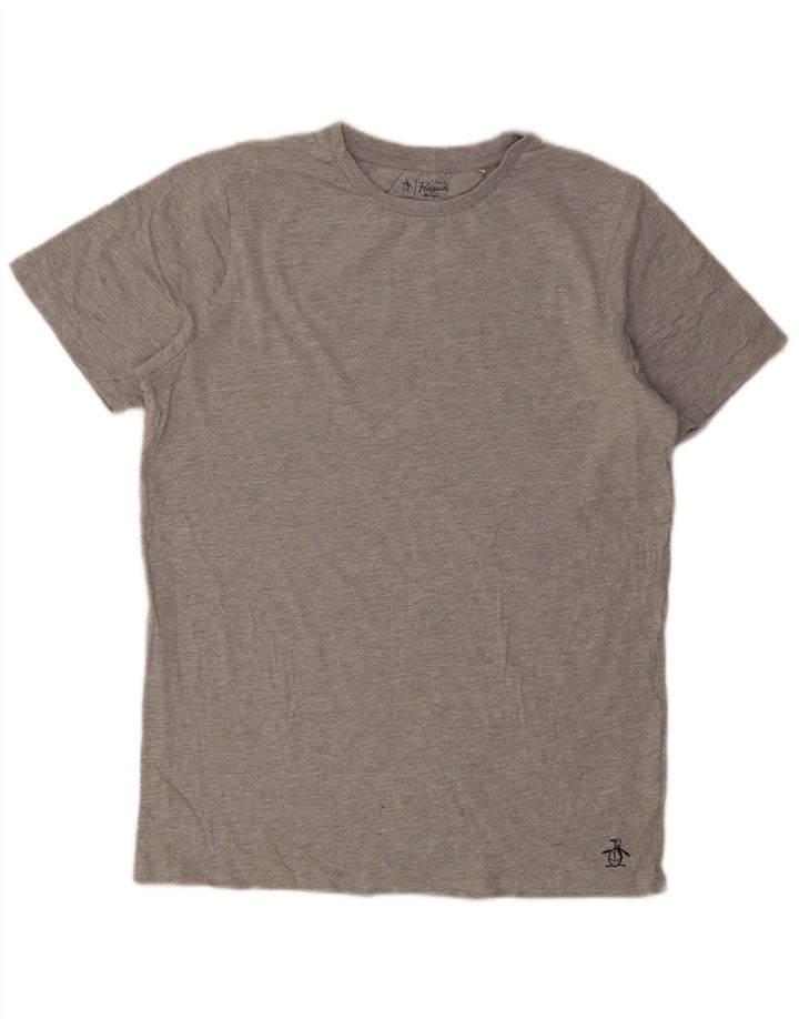 Penguin Herre T-Shirt Top Stor Grå Flecked Bomuld