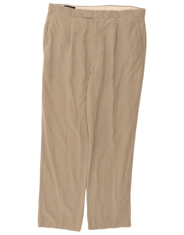 JAEGER Lige Chinobukser til mænd W36 L30 Khaki Lyocell