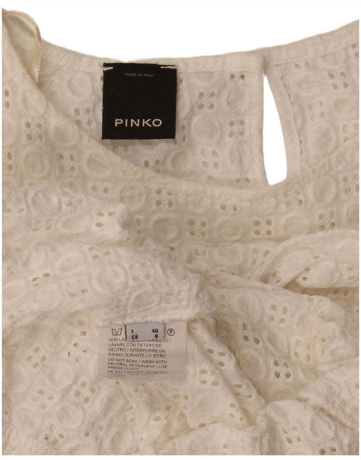 PINKO Womens Crop Blouse Top UK 8 Small White