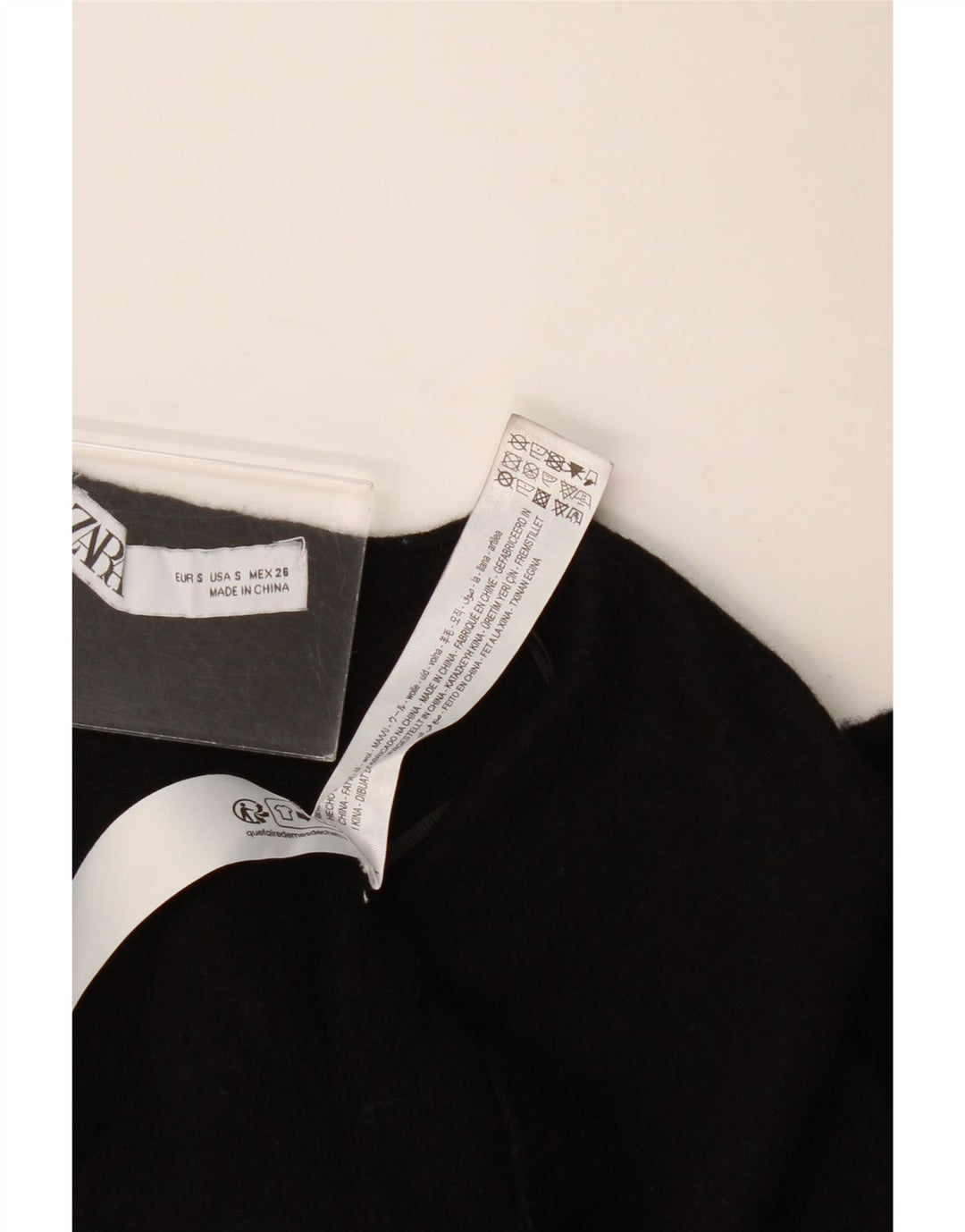 Zara Dame V-hals sweater UK 10 Lille sort uld