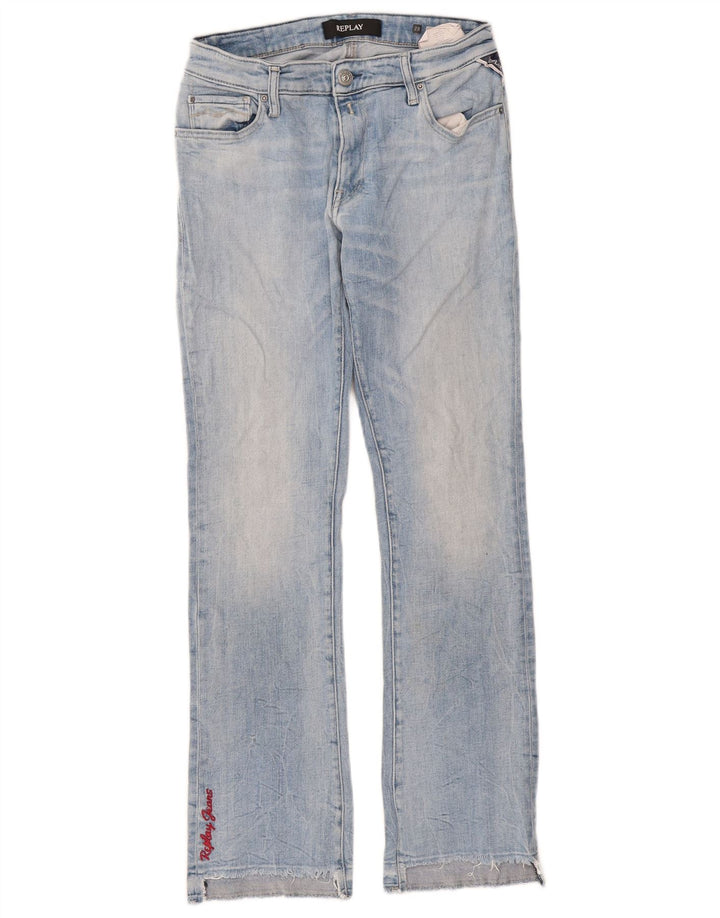 Replay Dame Straight Jeans W28 L28 Blå Bomuld