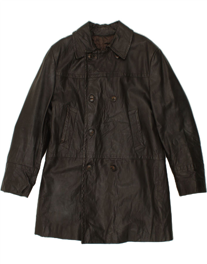 OFFICINA Womens Double Breasted Leather Coat IT 50 XL Brown Leather Vintage Officina and Second-Hand Officina from Messina Hembry 
