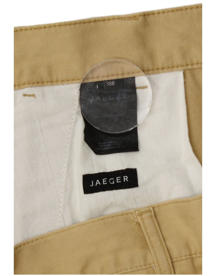 JAEGER Mens Straight Chino Trousers W38 L32 Beige Cotton
