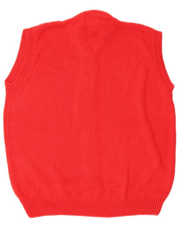 Vintage ærmeløs cardigan sweater til kvinder UK 16 Large Red Ramie