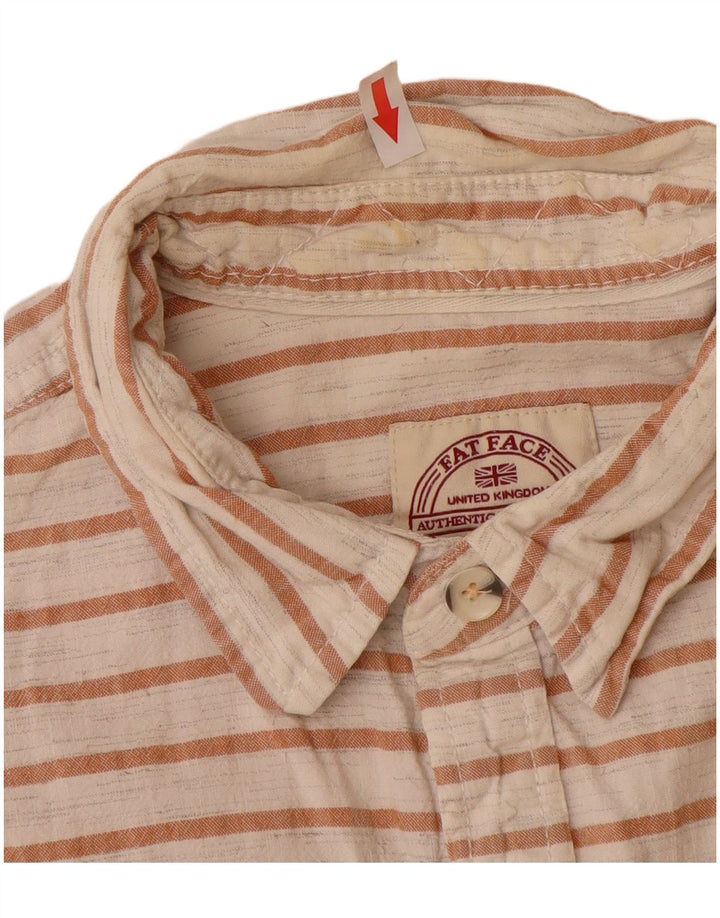 Fat Face Kortærmet Herreskjorte Stor hvidstribet bomuld