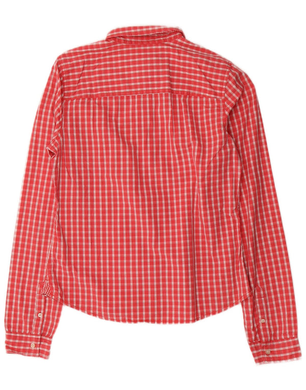 Abercrombie & Fitch dameskjorte UK 12 Medium rød ternet bomuld