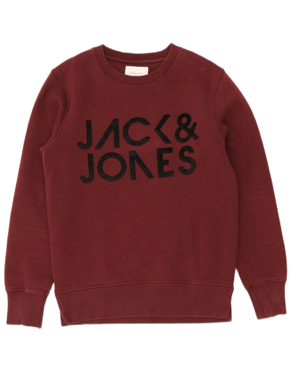 Jack & Jones Mens Graphic Sweatshirt Jumper Small Burgundy Cotton