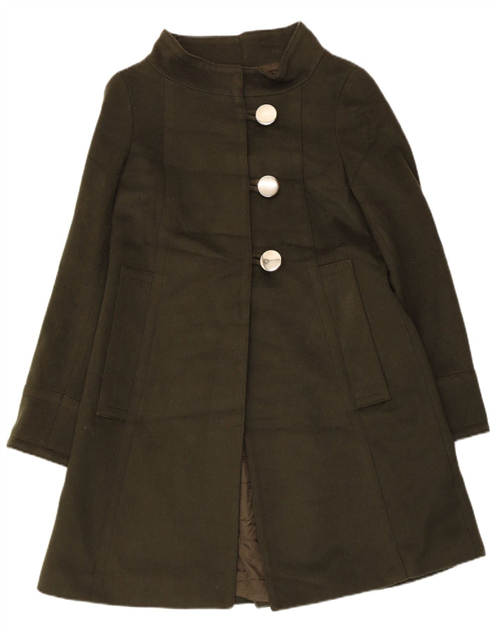 Zara Womens Overcoat UK 10 Small Green Wool