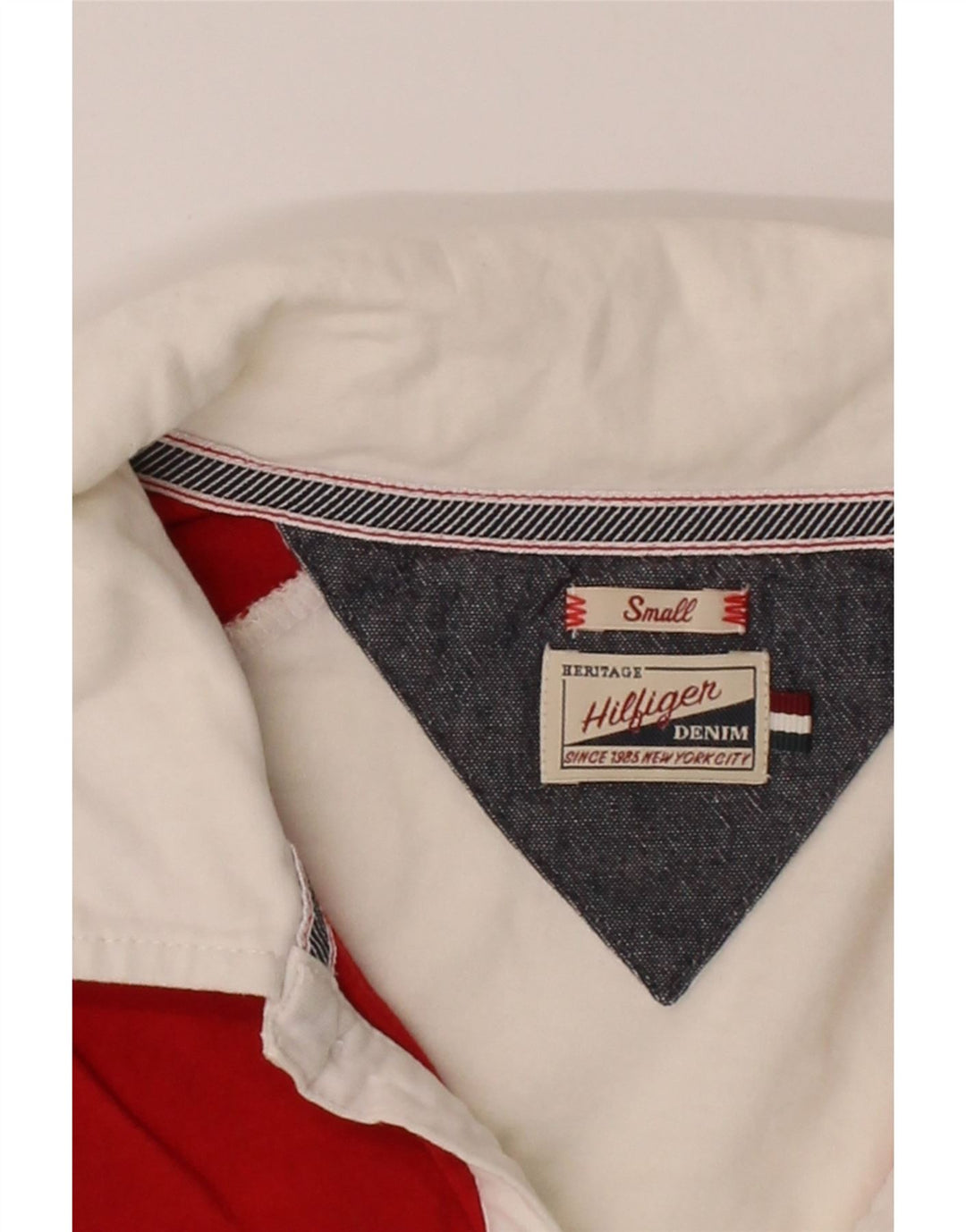 TOMMY HILFIGER Mens Polo Shirt Small White Colourblock Cotton