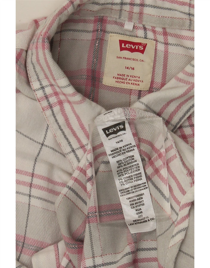 LEVI'S piger flannelskjorte 14-15 år grå ternet bomuld