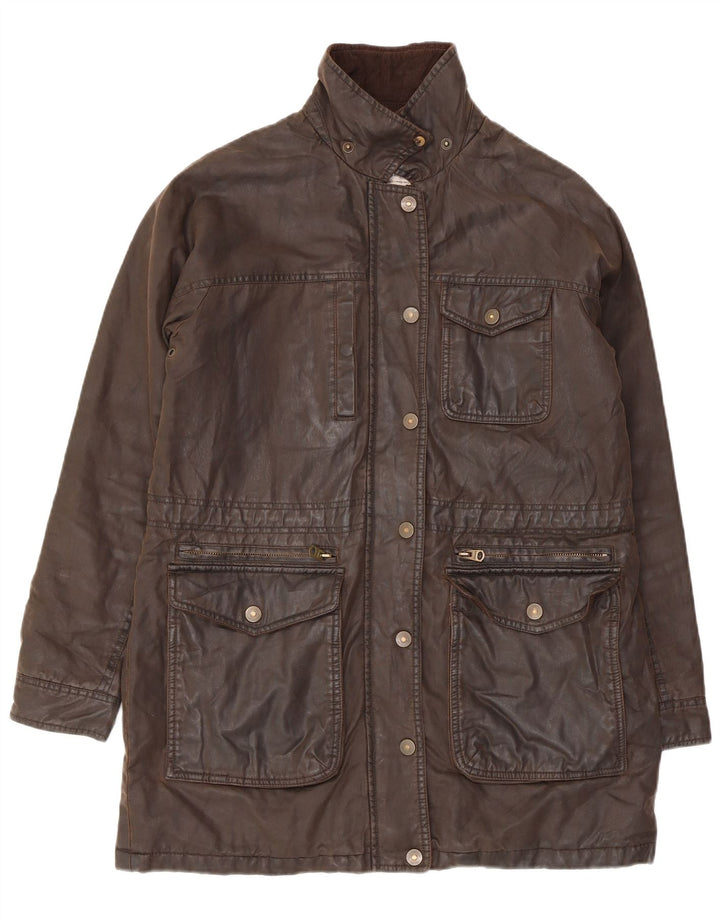 FAT FACE Womens Oversized voksbehandlet bomuldsjakke UK 10 Lille brun bomuld