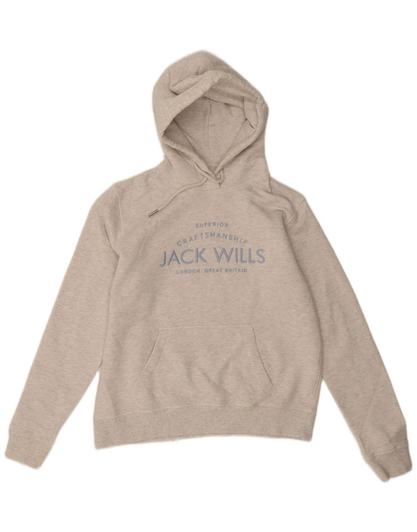 Jack Wills Grafisk hættetrøje til kvinder UK 12 Medium Grey Flecked Bomuld