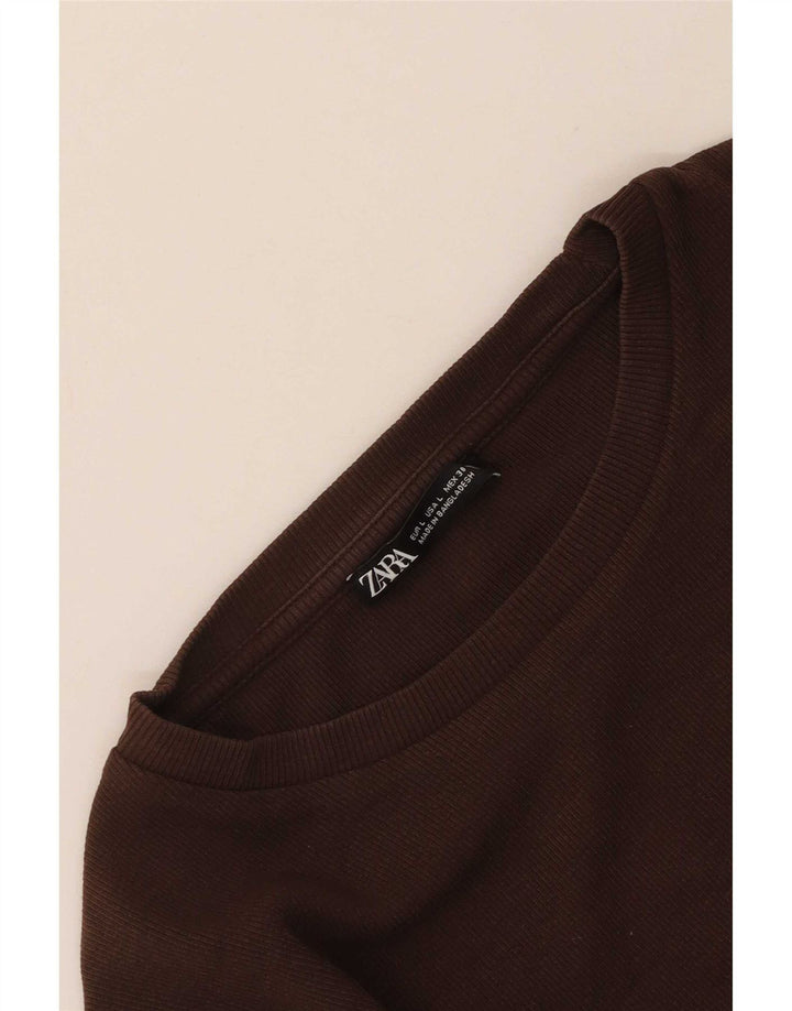 Zara Langærmet Bodysuit til kvinder UK 14 Stor Brun