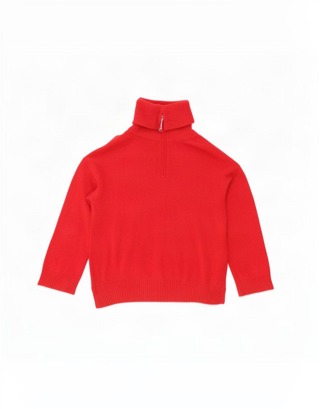 Massimo Dutti Dame Zip Neck Jumper Sweater UK 16 Large Red Wool