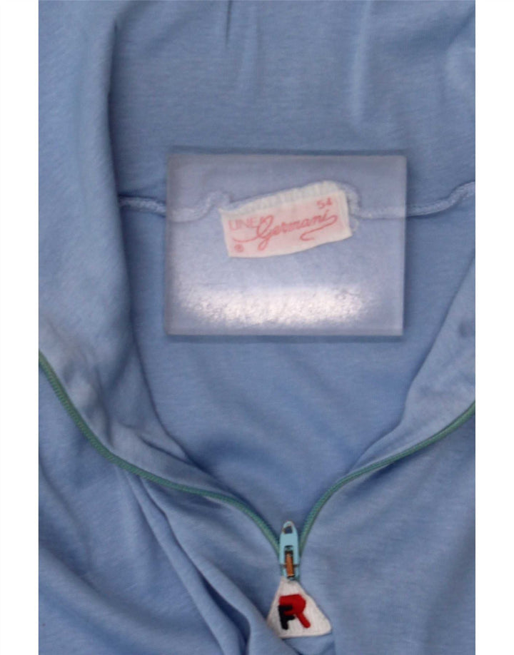 Vintage Herre 1/4 Zip Top Langærmet XL Blå