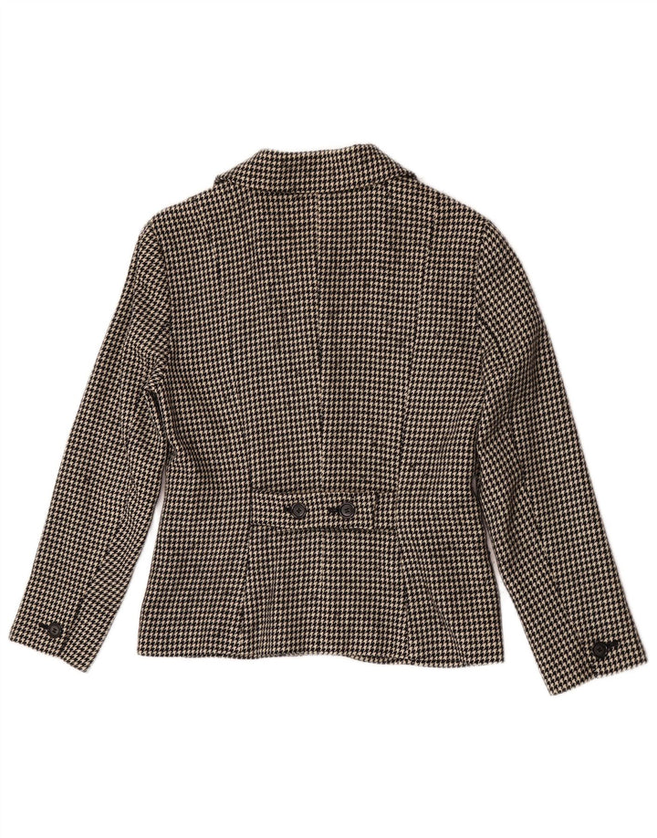 Griffe Dame 4 Button Blazer Jacket UK 10 Small Black Houndstooth
