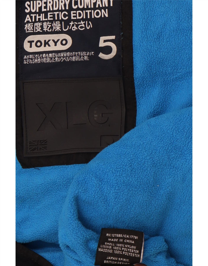 SUPERDRY Herre hætte polstret Gilet UK 42 XL sort nylon