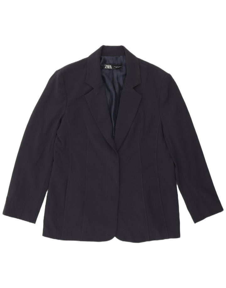 Zara Dame Blazer Jacket UK 18 XL Navy Blue Polyester