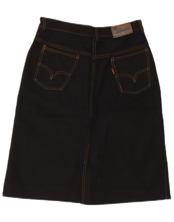 Vintage Dame Denim Nederdel IT 42 Medium W28 Sort Bomuld