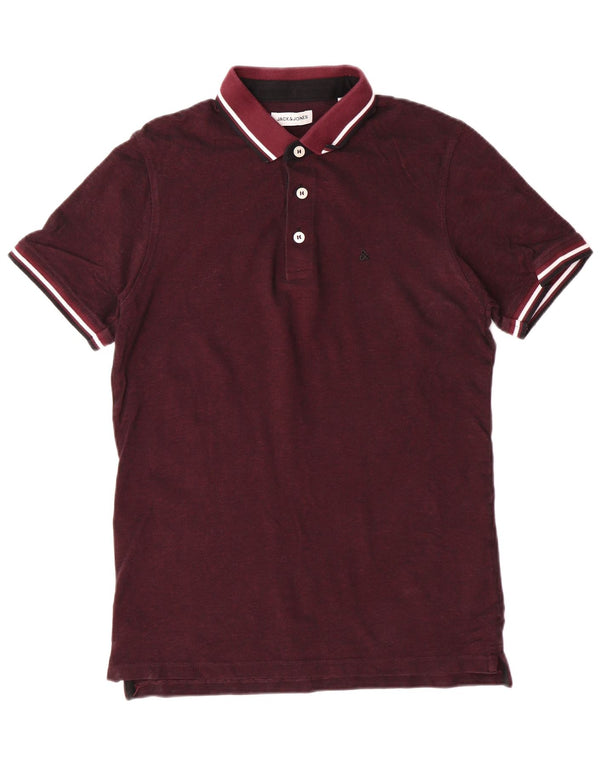 Jack & Jones Herre kortærmet poloshirt Medium Burgundy Bomuld Classic