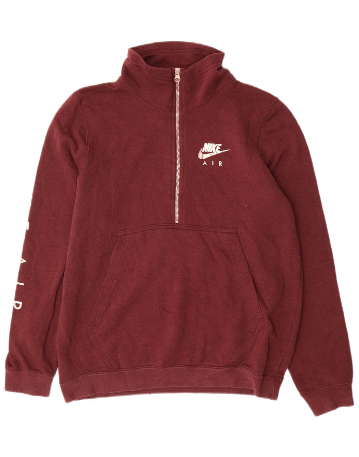 Nike Dame Oversized Graphic Sweatshirt Jumper UK 10 Small Burgundy