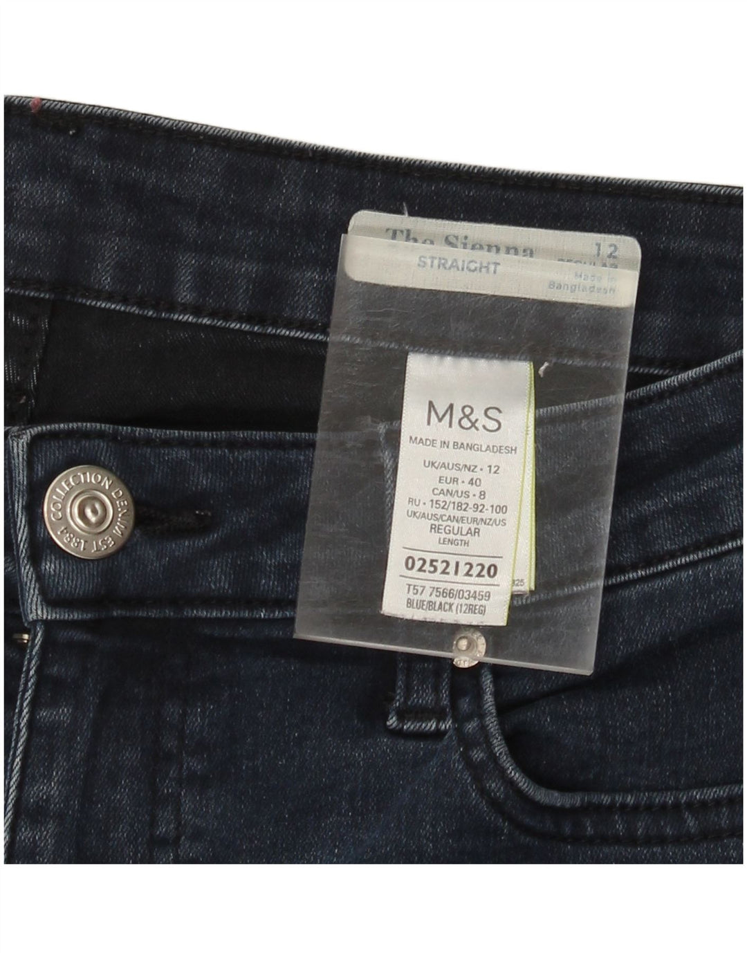 MARKS & SPENCER Lige jeans til kvinder UK 12 Medium W30 L30 Marineblå
