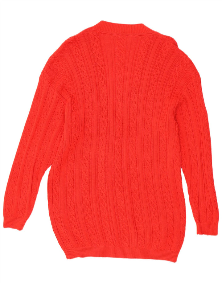 VINTAGE Womens Oversized Longline Cardigan Sweater UK 10 Small Red Bomuld