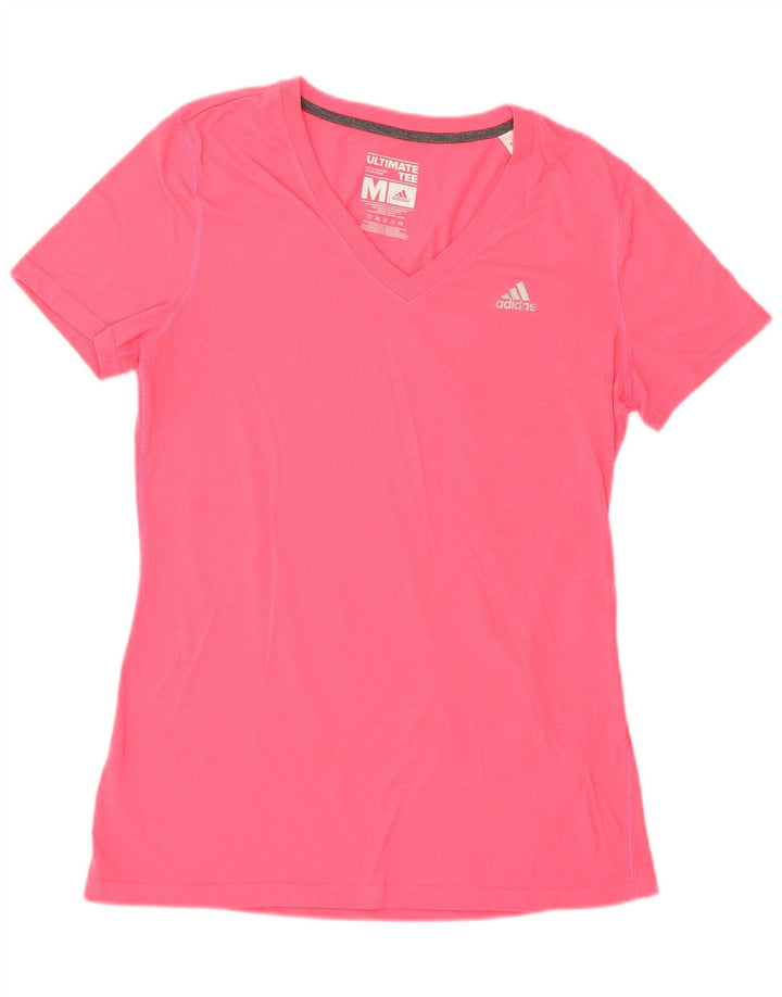 ADIDAS Womens T-Shirt Top UK 14 Medium Pink Polyester