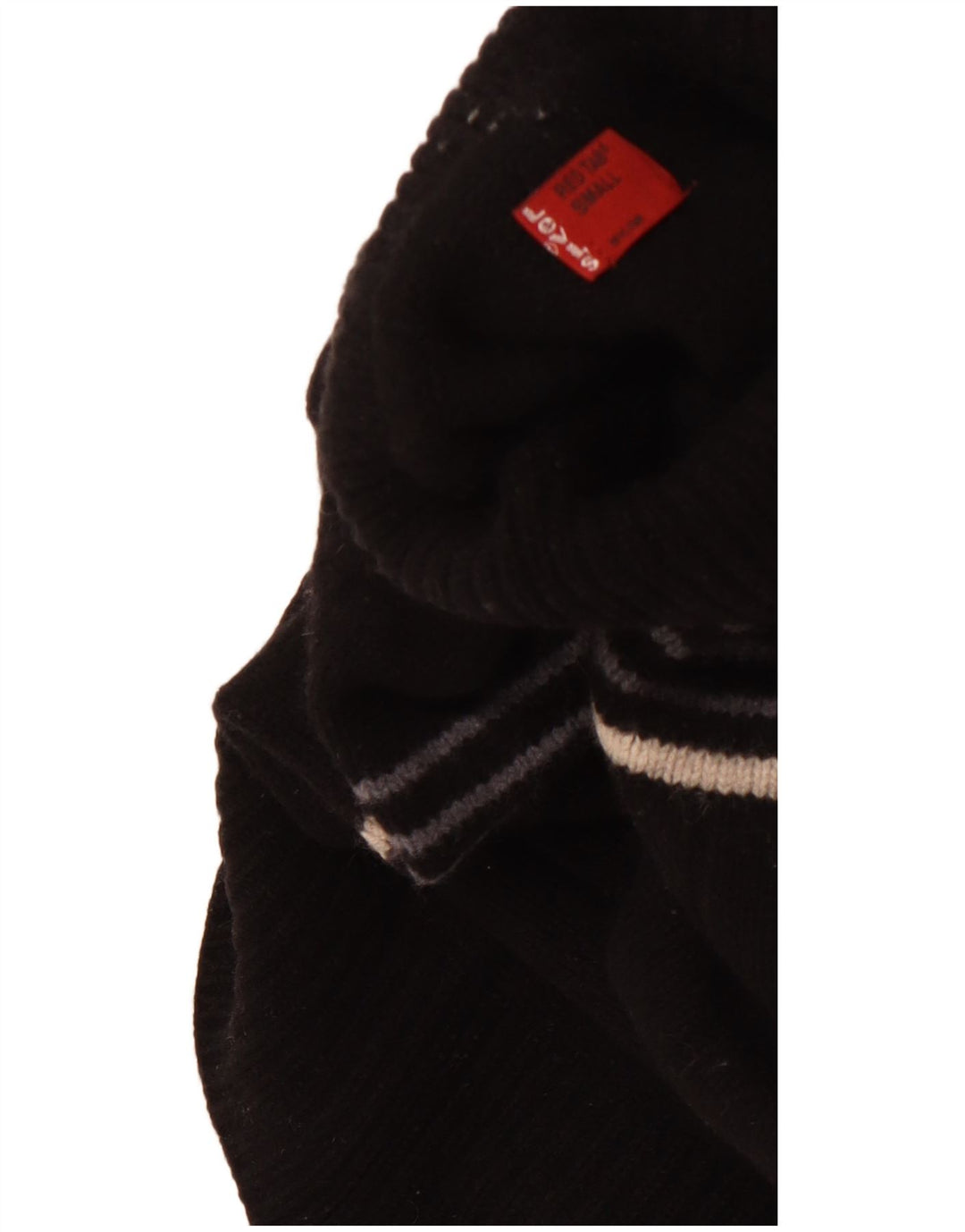 LEVI'S Dame Rullehalstrøje UK 10 Lille sortstribet lammeuld