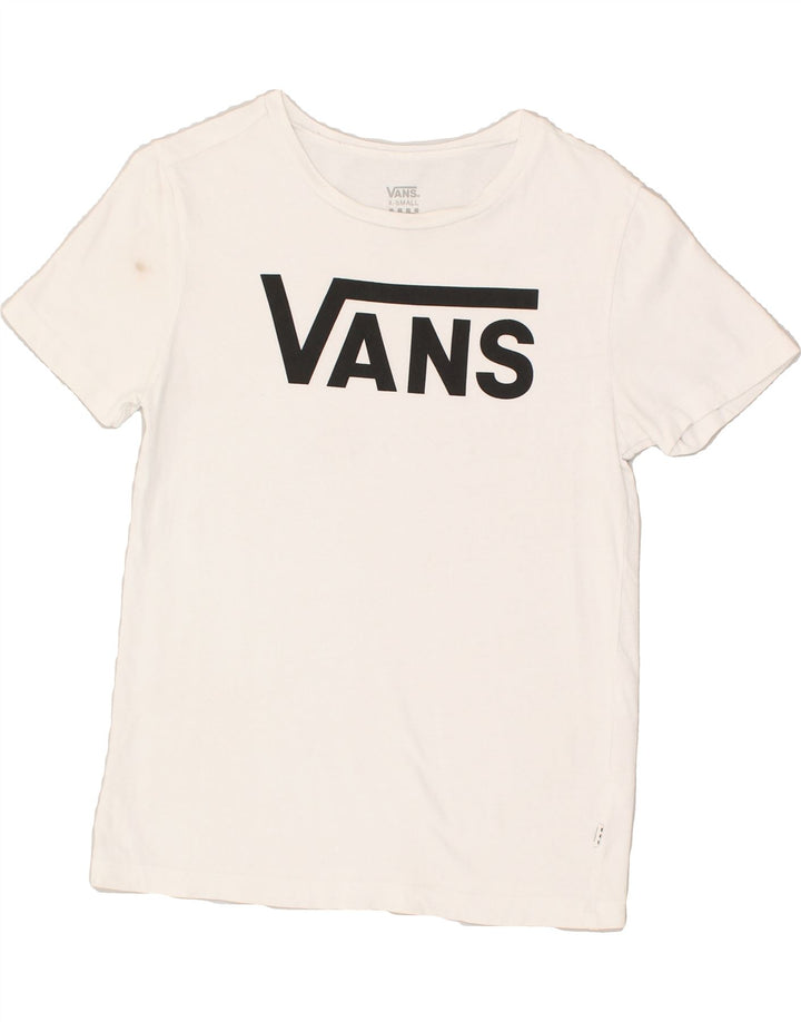 VANS Womens Graphic T-Shirt Top UK 6 XS White Cotton | Vintage Vans | Thrift | Second-Hand Vans | Used Clothing | Messina Hembry 