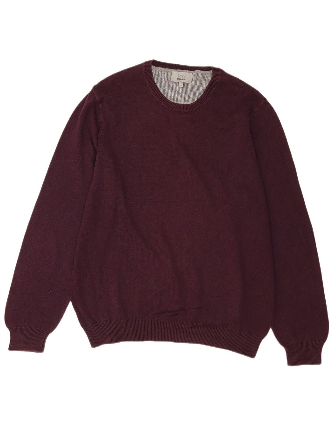 Marks & Spencer Herre Regular Fit Crew Neck trøje Sweater Large Burgundy