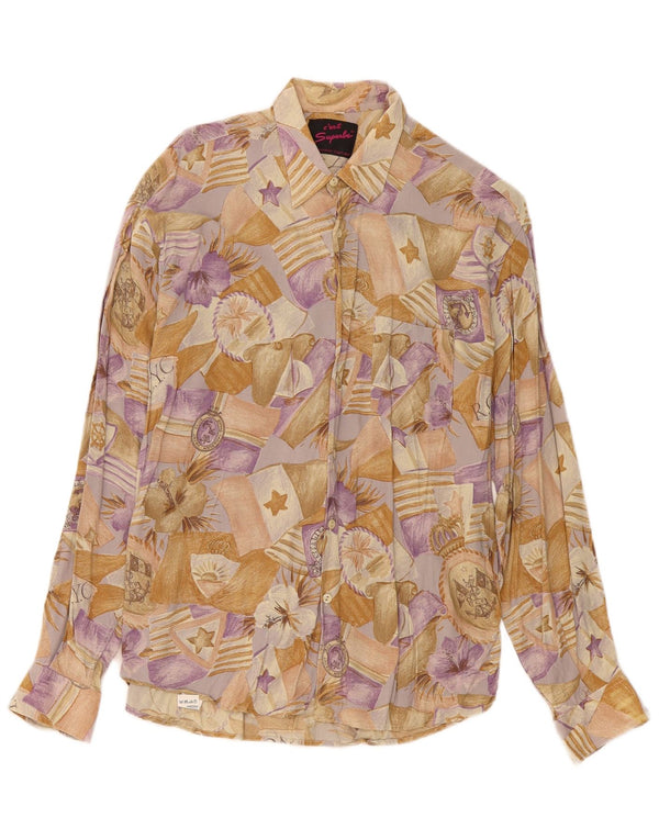 Vintage herreskjorte Medium Beige Floral Viscose
