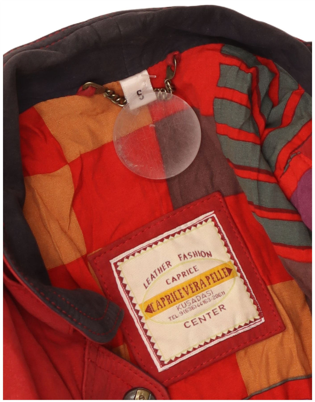 Vintage Dame Ruskind Oversized Overfrakke UK 10 Lille rødt læder