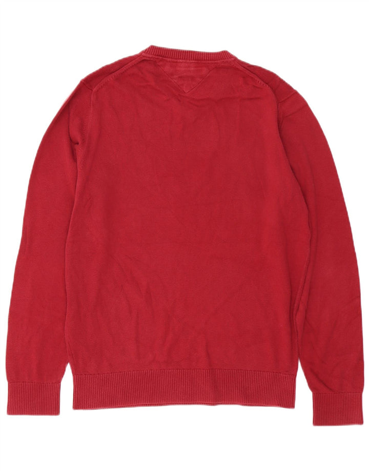 TOMMY HILFIGER Herre V-hals sweater Medium rød bomuld