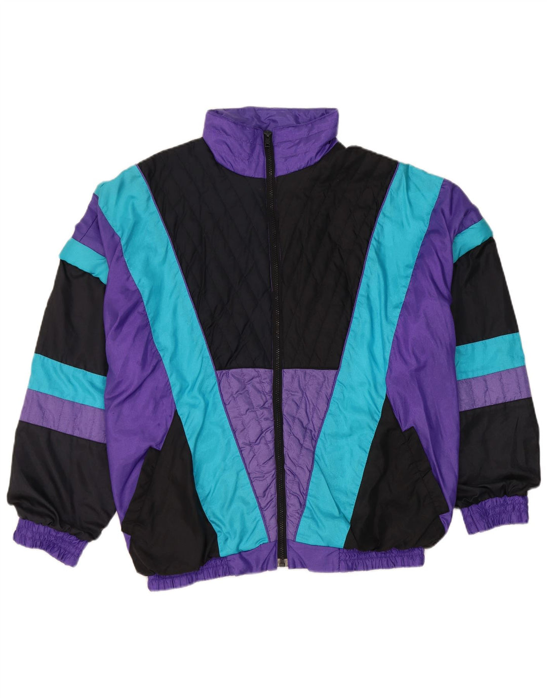 Vintage træningsdragt til mænd Topjakke Stor lilla Colourblock Nylon