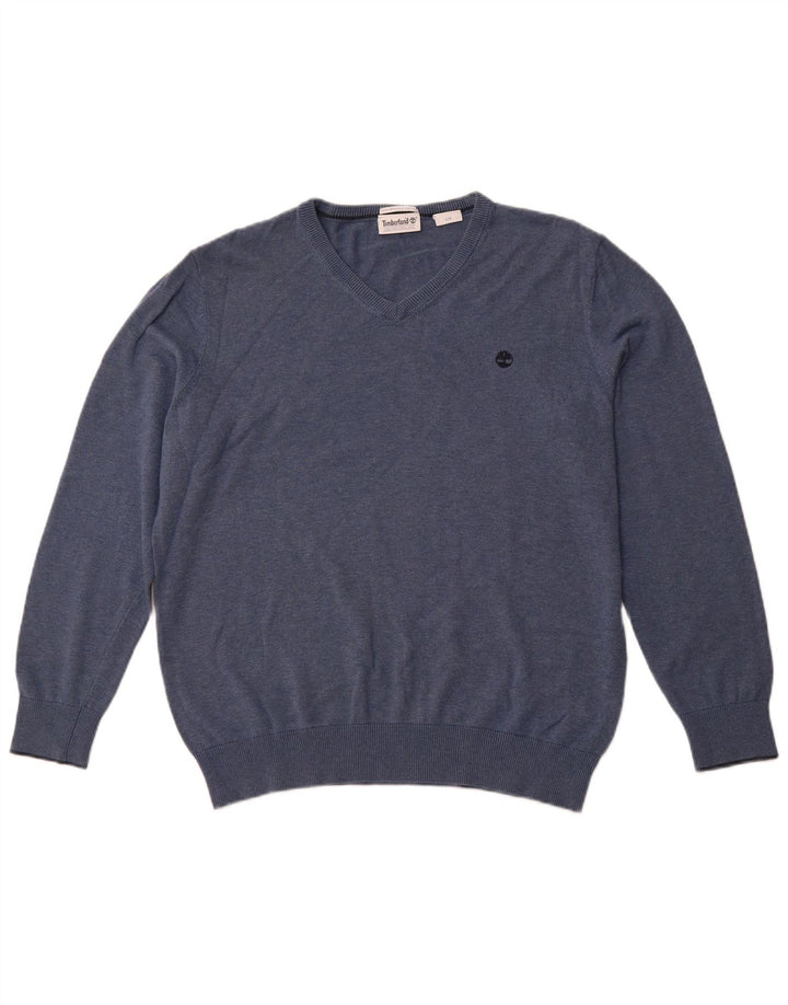 TIMBERLAND Dame V-hals sweater UK 16 Stor marineblå bomuld
