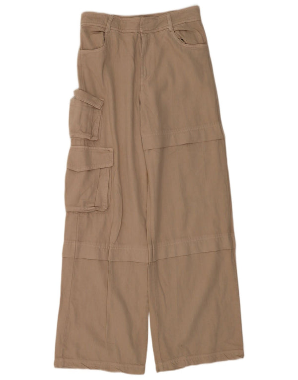 Zara Dame Cargo Bukser med brede ben Small W26 L33 Beige