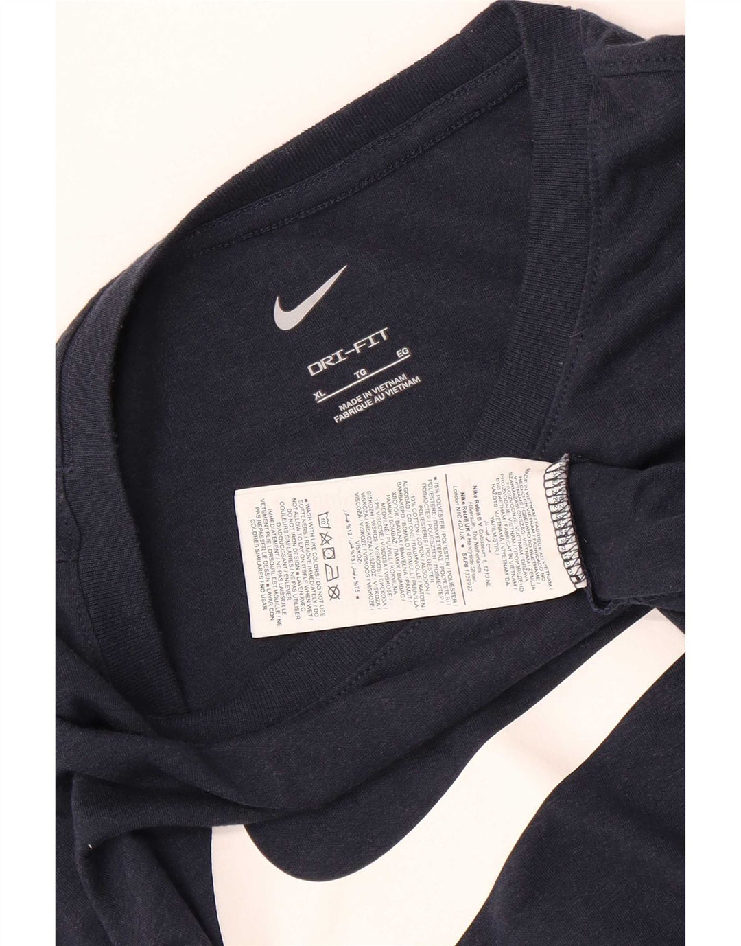 Nike herre Dri Fit grafisk T-shirt top XL marineblå polyester