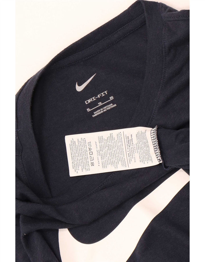 Nike herre Dri Fit grafisk T-shirt top XL marineblå polyester