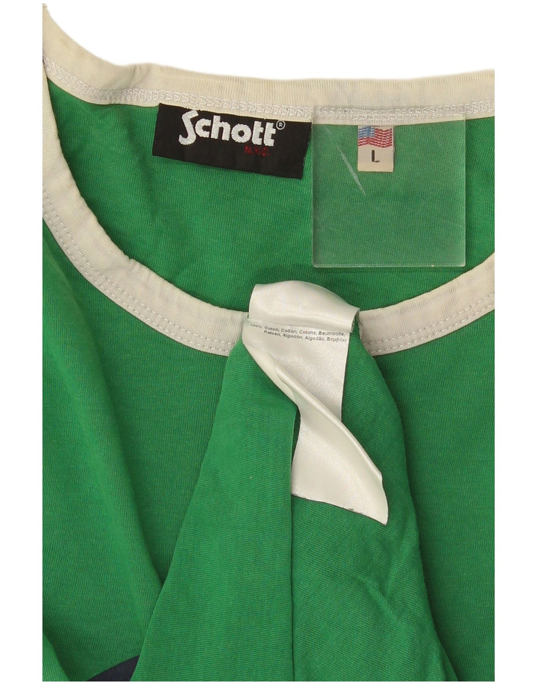 Schott Herre Grafisk T-Shirt Top Stor Grøn Bomuld