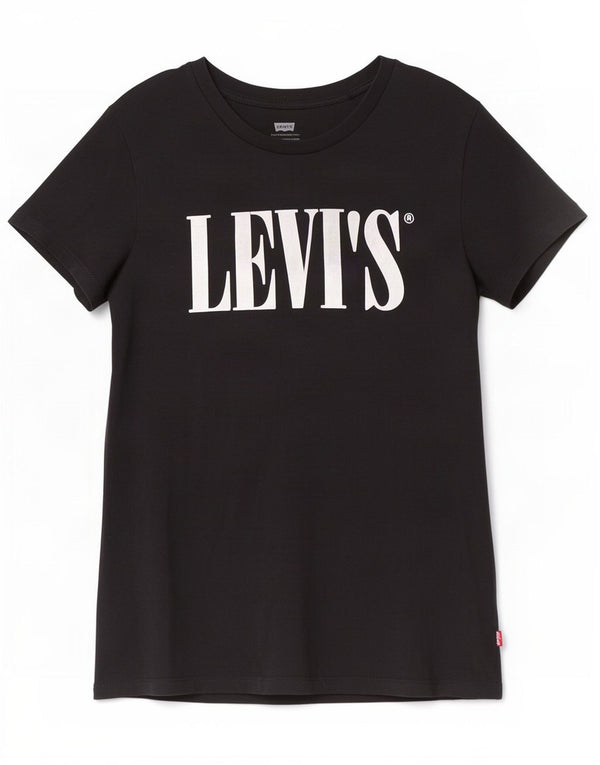 Levi's Grafisk T-shirt top til kvinder UK 6 XS Sort bomuld