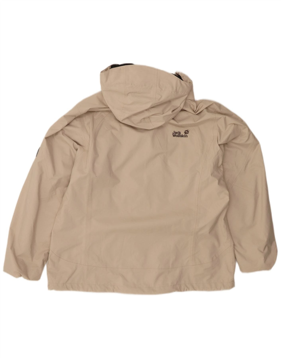 JACK WOLFSKIN Regnjakke med hætte til kvinder UK 18/20 XL Beige Polyester