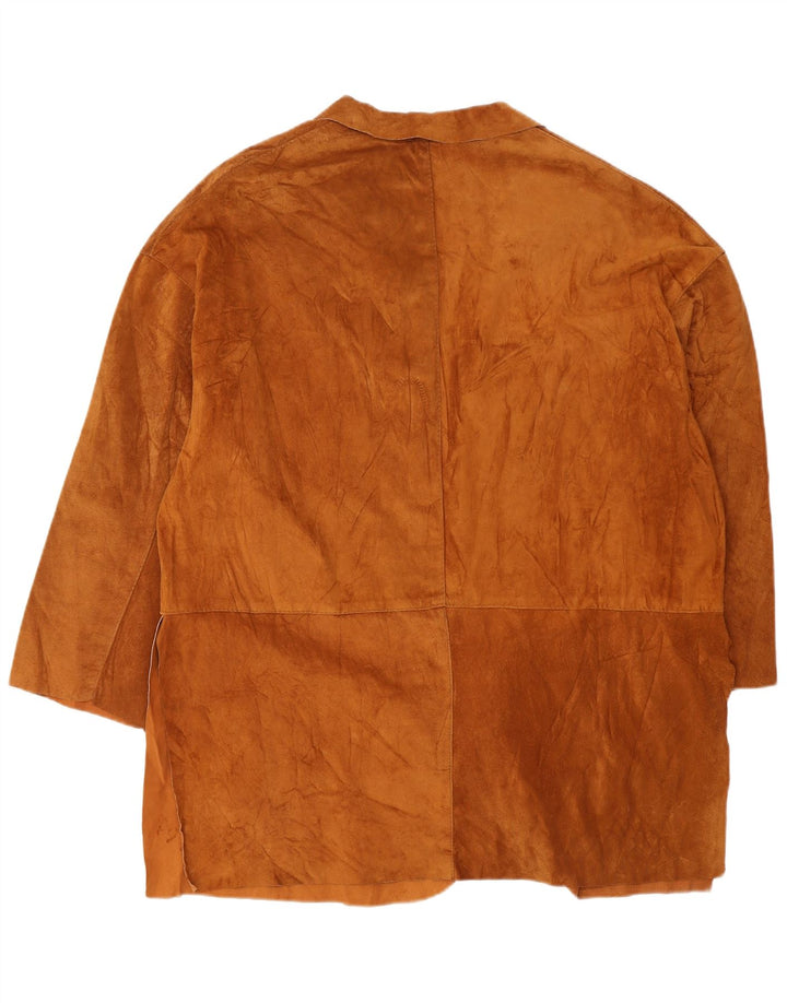 VINTAGE Dame Oversized ruskindsfrakke UK 14 Medium Brown Læder