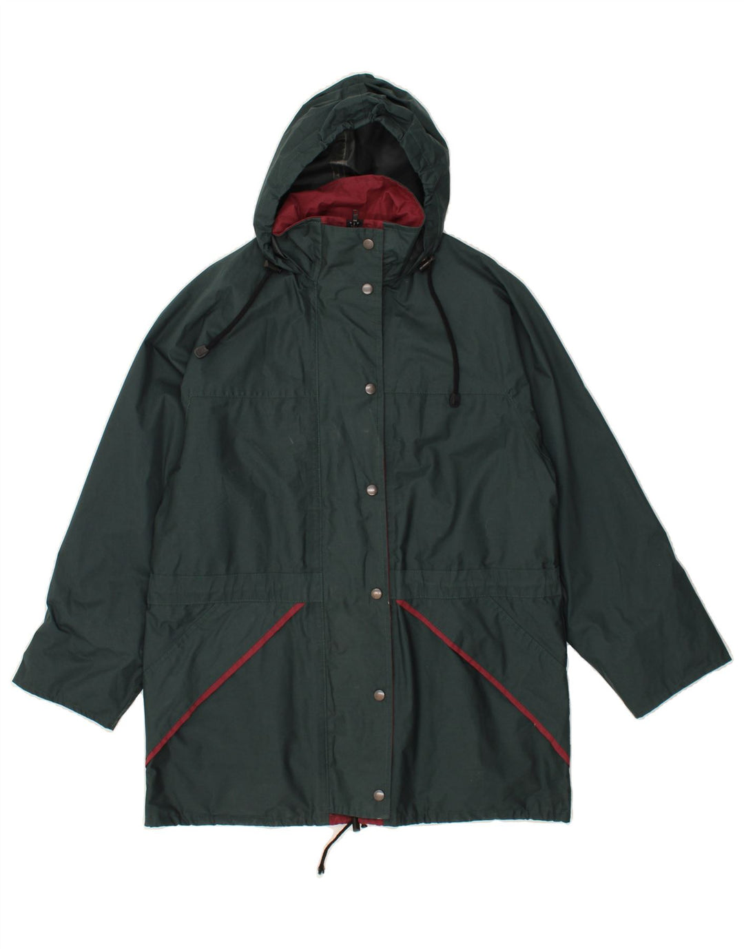 VINTAGE Womens Hooded Windbreaker Jacket UK 14 Large Green Polyester Vintage Vintage and Second-Hand Vintage from Messina Hembry 