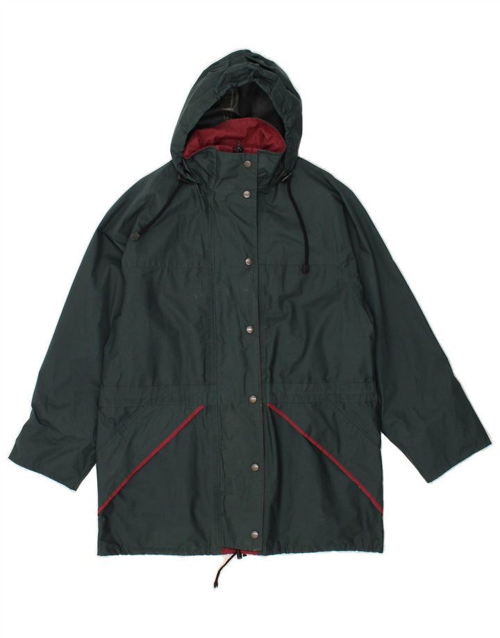 VINTAGE Womens Hooded Windbreaker Jacket UK 14 Large Green Polyester Vintage Vintage and Second-Hand Vintage from Messina Hembry 