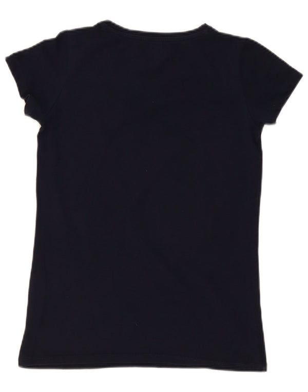 Rifle Dame Grafisk T-Shirt Top UK 12 Medium Navy Blue Bomuld