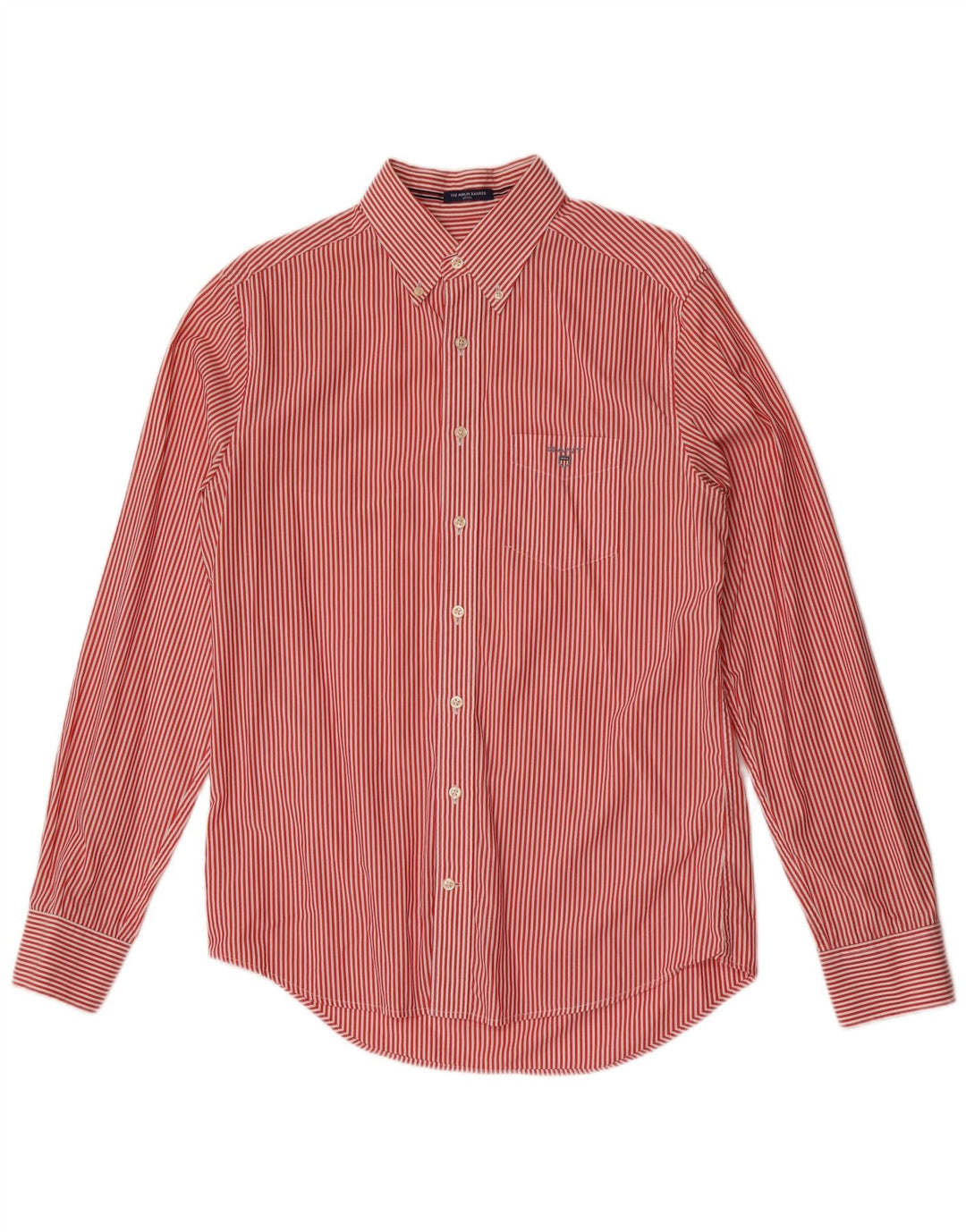 Gant Herre Fitted Shirt Størrelse 39/40 15 3/4 Medium Rød Nålestribet Bomuld