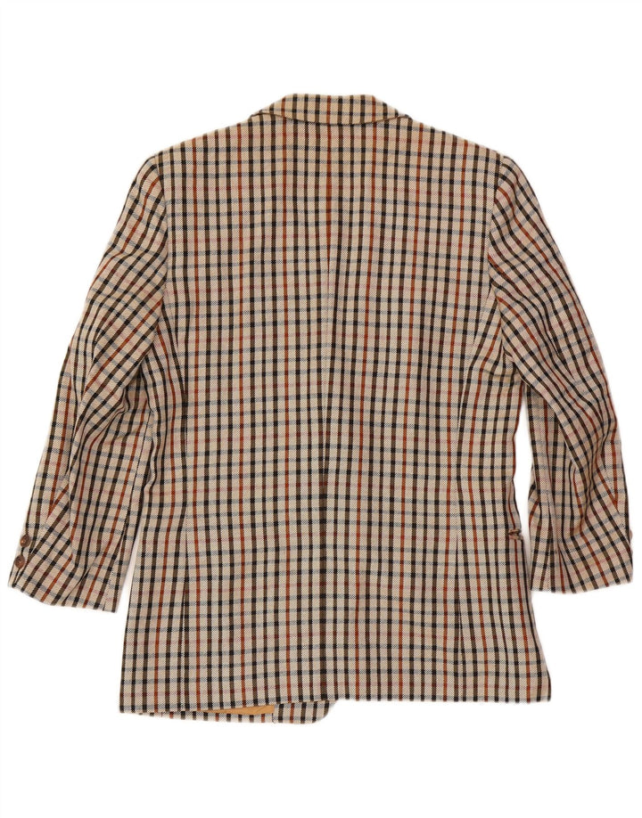 DAKS Dame 2 Button Blazer Jacket UK 14 Medium Beige Check