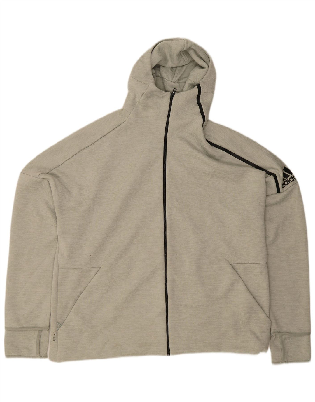 ADIDAS Mens Graphic Zip Hoodie Sweater 2XL Grey Polyester