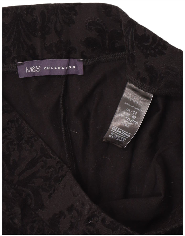 Marks & Spencer Womens Leggings UK 14 Medium Black Paisley Cotton